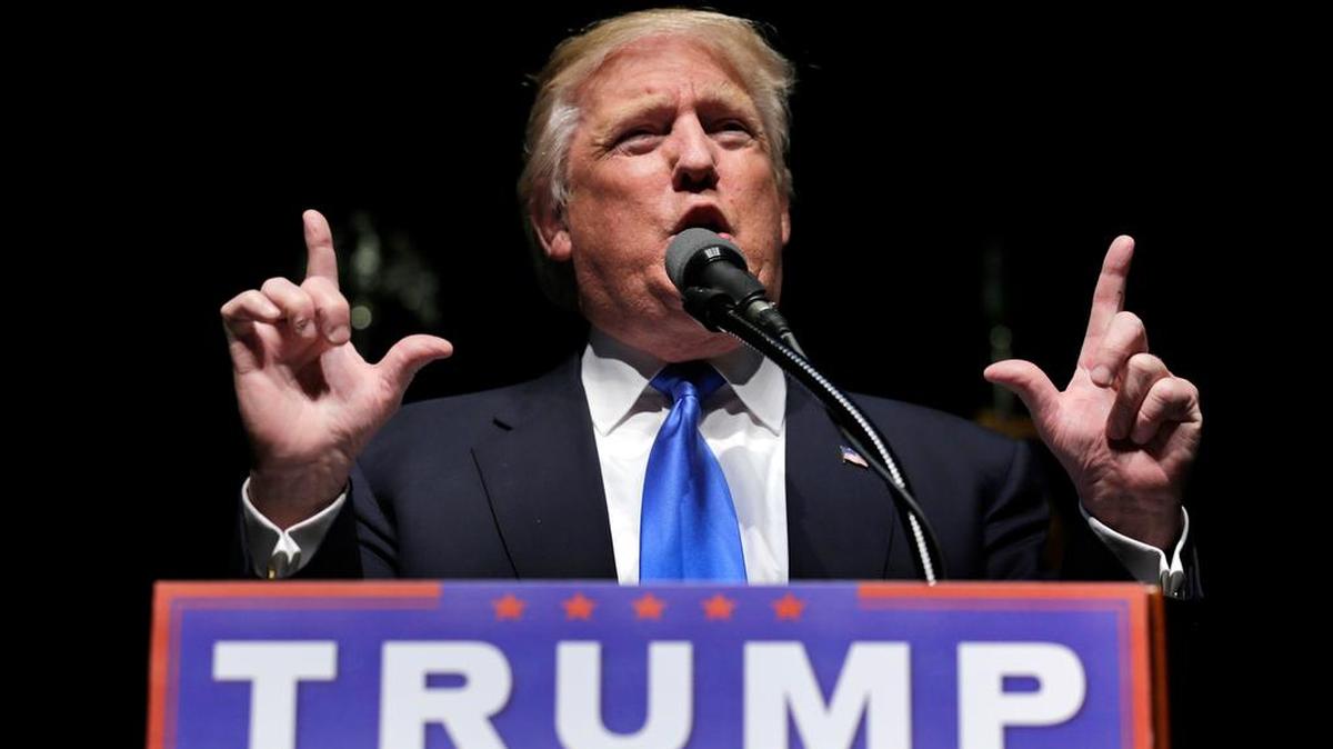 Republican presidential candidate Donald Trump speaks during a campaign event.