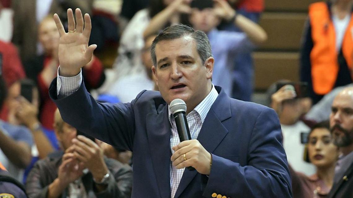 Texas Sen. Ted Cruz addresses his supporters during a rally, Saturday, Oct. 13, 2018, at Franklin High School in El Paso, Texas.