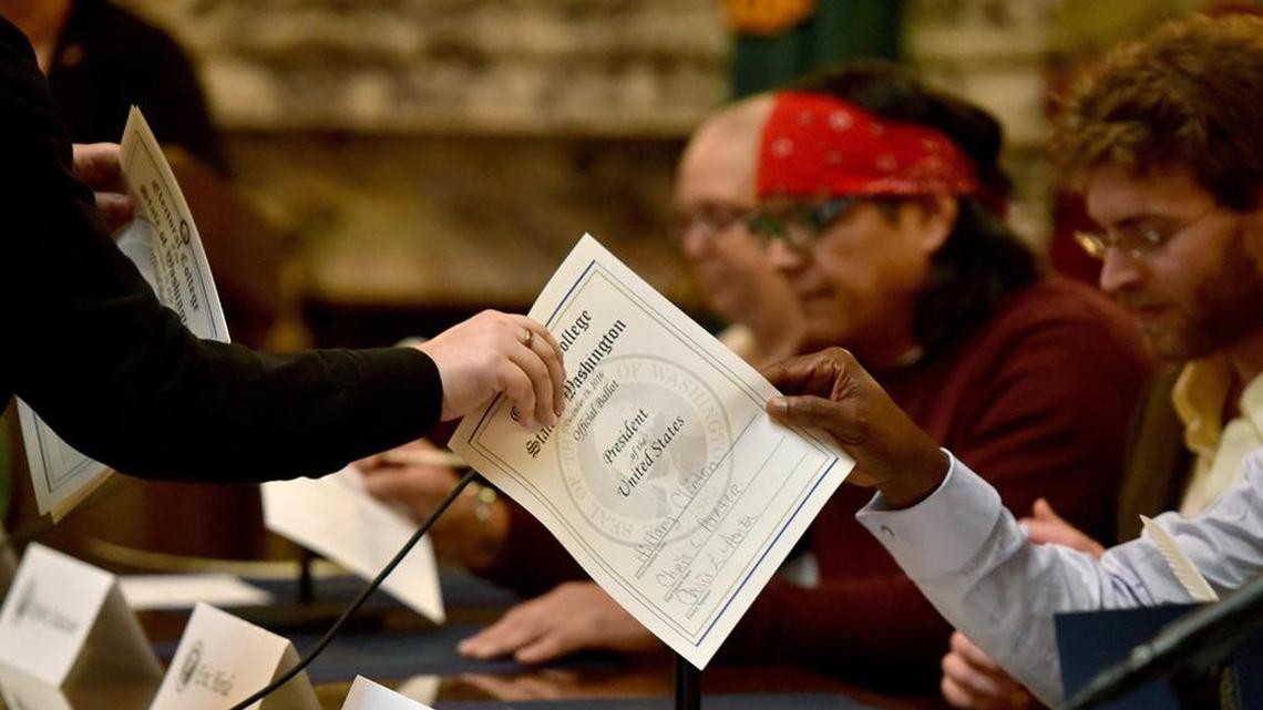 Votes are collected as part of the 32nd Washington state Electoral College.