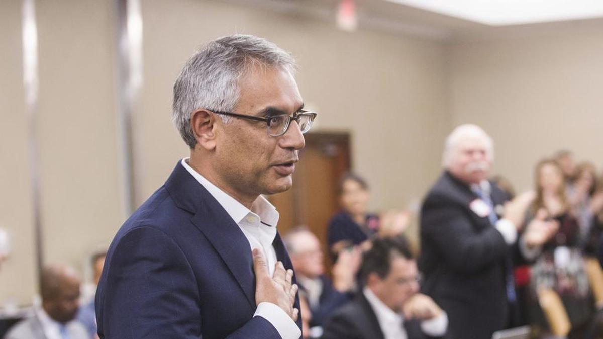 Dr. Shahid Shafi, speaks before members of the State Republican Executive Committee, following a vote in favor of resolution that opposes an effort by the Tarrant County Republican Party to remove him as vice chair because of his religion, during the committee’s quarterly meeting on Saturday, Dec. 1, 2018, in Austin.