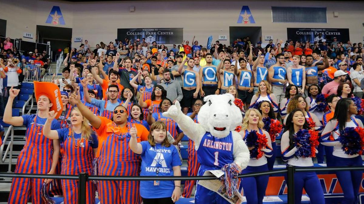 UTA fans cheer their team March 22. California State University at Bakersfield beat the University of Texas at Arlington 80-76 in the National Invitation Tournament quarter final at College Park Center in Arlington.