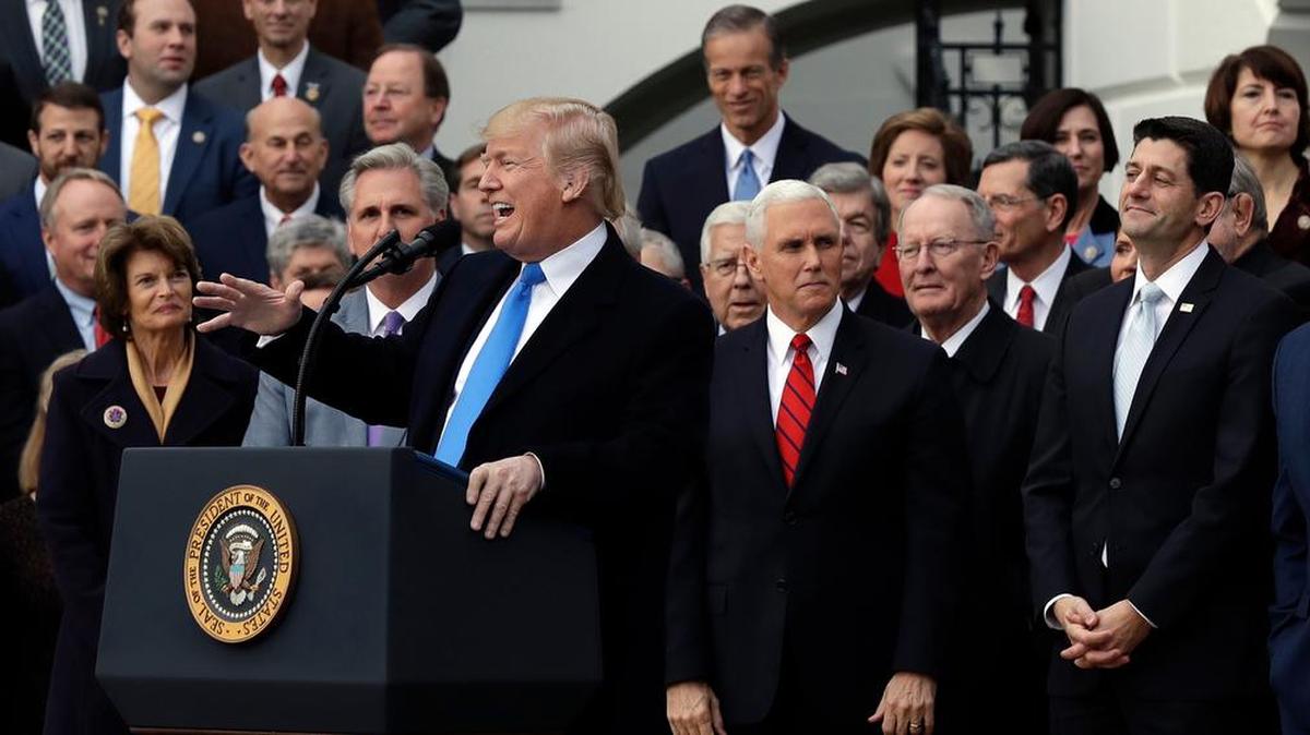 President Donald Trump hailed the passage of a tax cut bill in December.