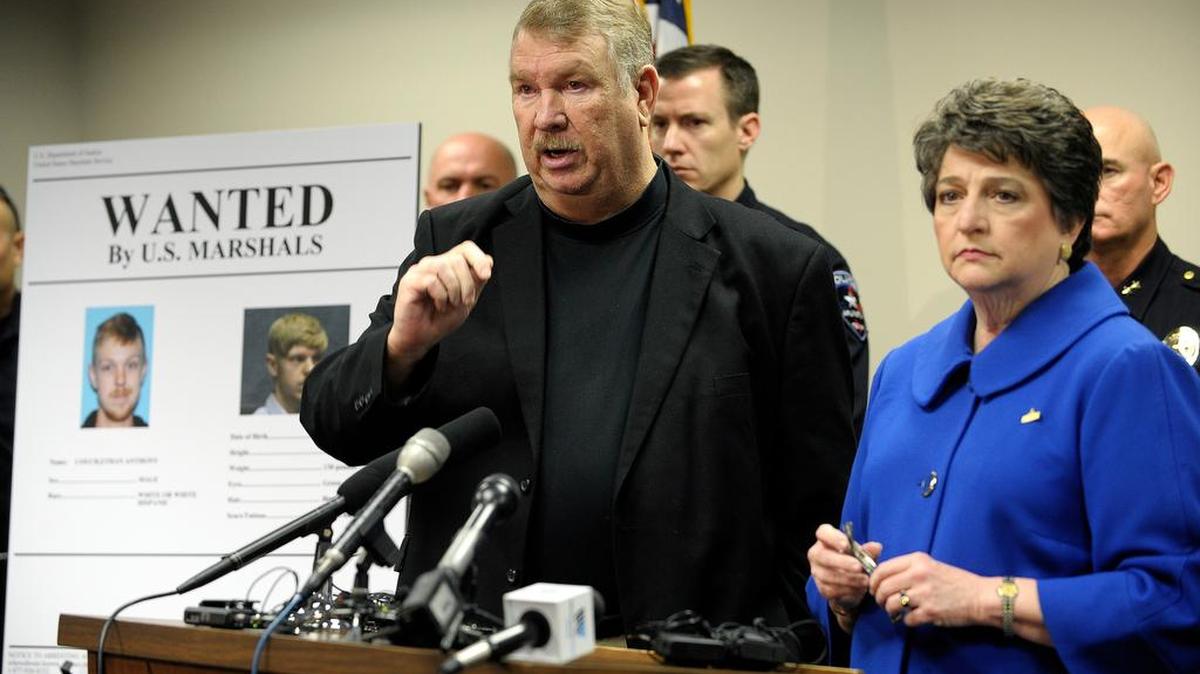 Tarrant County DA Sharen Wilson and Sheriff Dee Anderson at news conference about Ethan Couch at Tim Curry Justice Center in Fort Worth, TX on Monday.