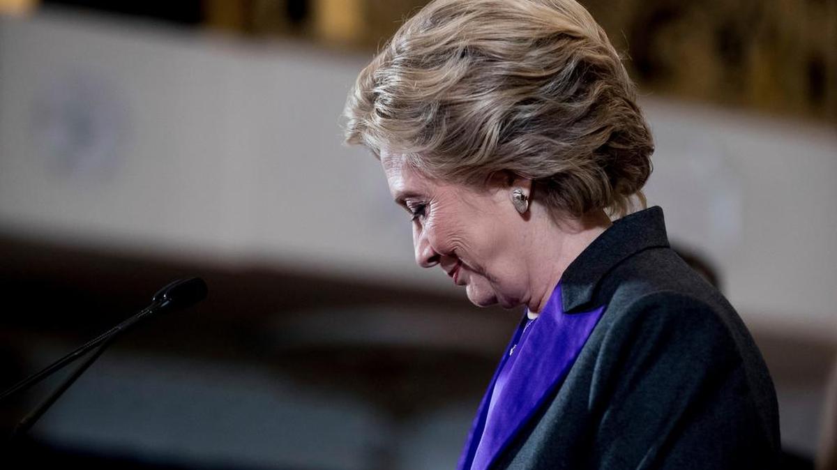 Democratic presidential candidate Hillary Clinton finishes speaking Wednesday at the New Yorker Hotel in New York, where she conceded her defeat to Republican Donald Trump after the hard-fought presidential election.