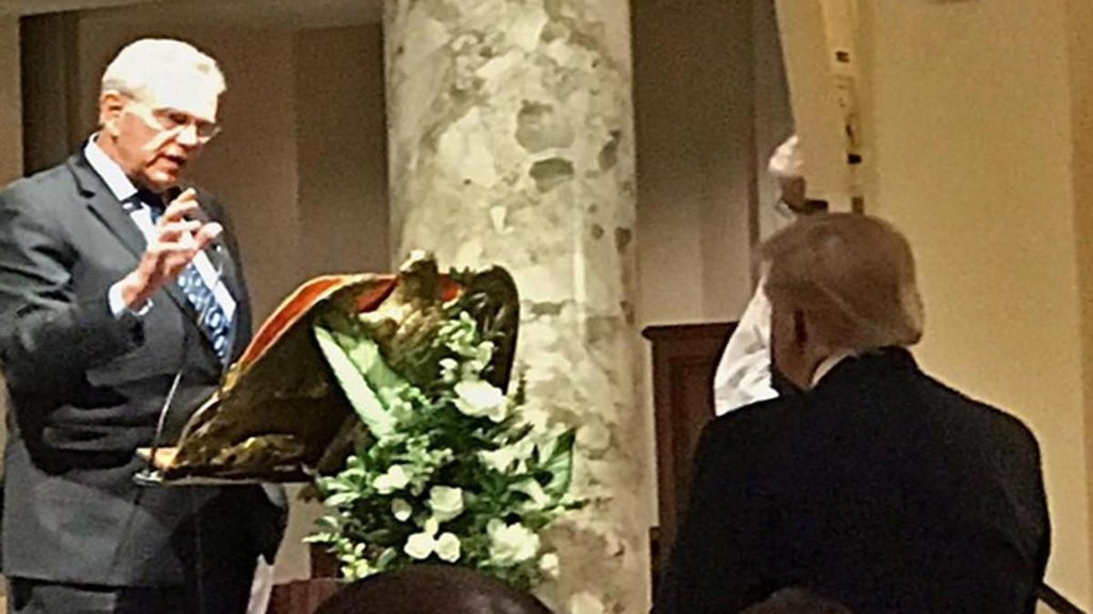 Colleyville evangelist James Robison prays with Donald Trump before his Jan. 20 inauguration.