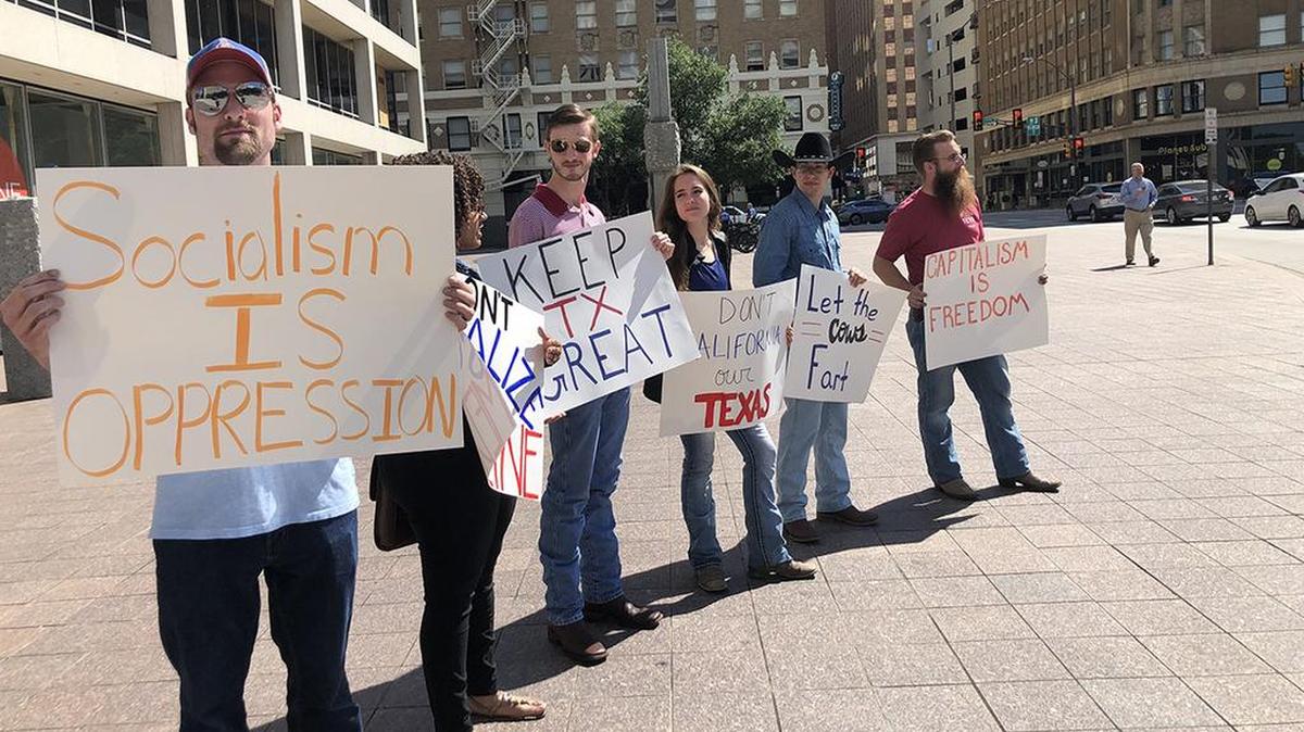 Protesters demonstrated at a recent Fort Worth campaign rally by Sen. Bernie Sanders.