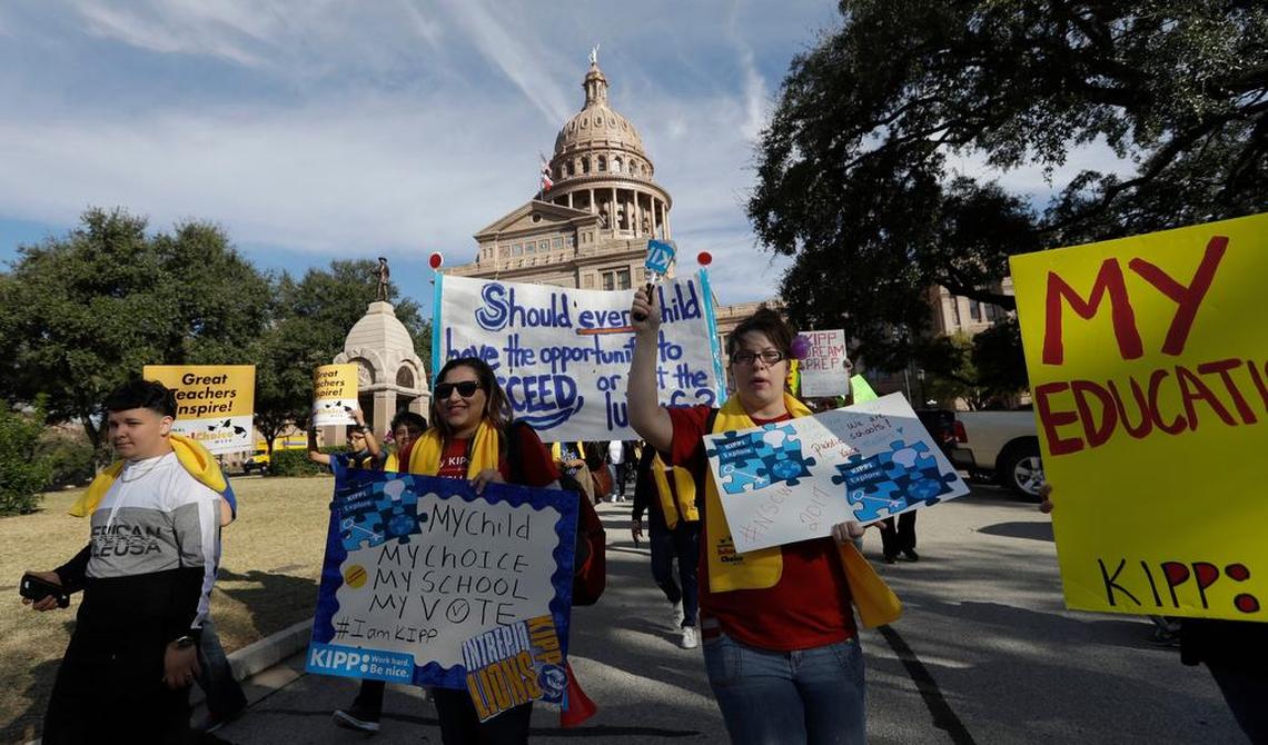 Supporters rally for school choice vouchers in Austin.