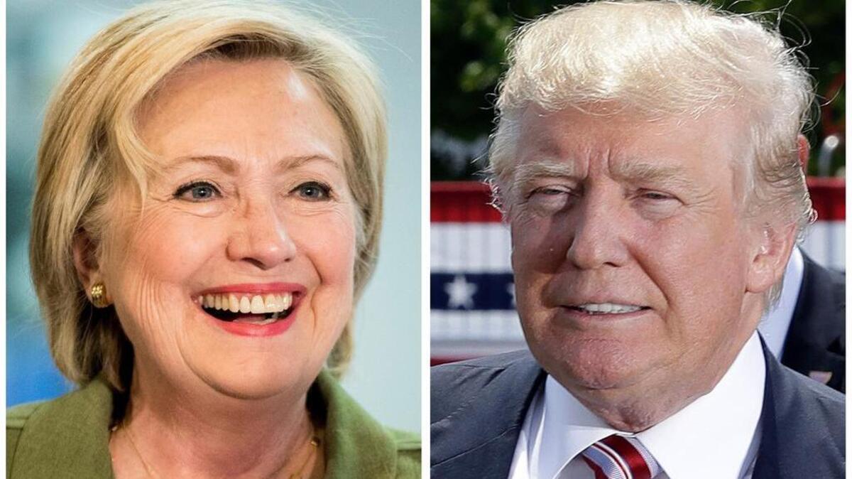 Democratic presidential candidate Hillary Clinton, left, and Republican presidential candidate Donal Trump in these 2016 file photos.