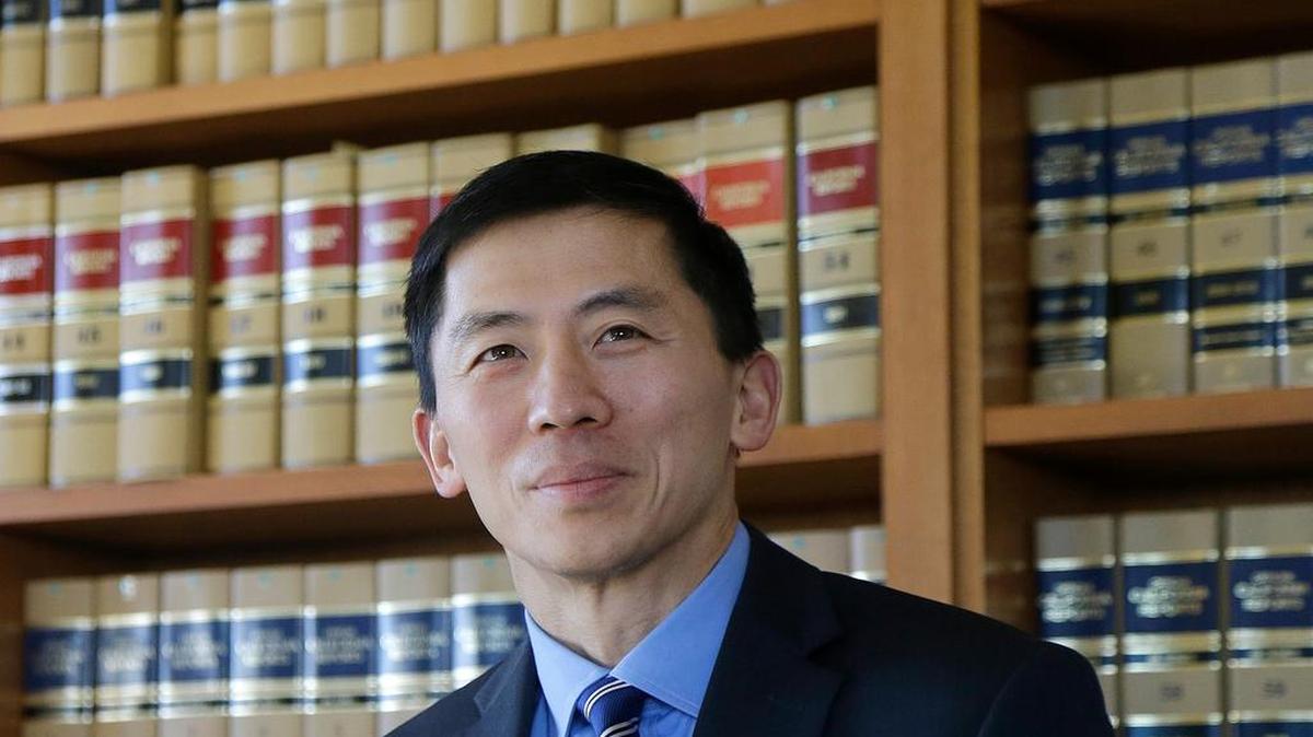 California Supreme Court Justice Goodwin Liu is interviewed in his office in San Francisco, Friday, Jan. 13, 2017. A new study co-authored by Liu, a prominent Asian American judge, finds Asian Americans are well-represented among the nation's attorneys, but still missing from leadership positions in the legal profession.