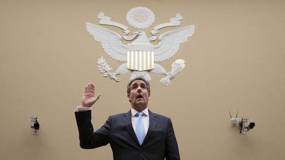 Michael Cohen, President Donald Trump’s former personal lawyer, is sworn in to testify before the House Oversight and Reform Committee.