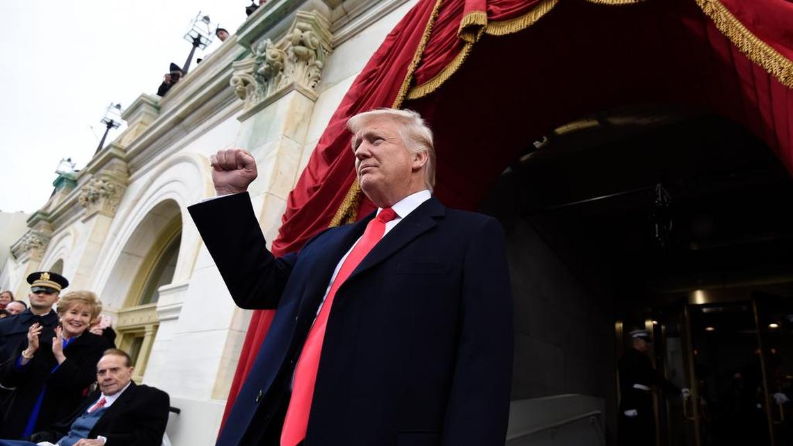Donald Trump arrives for his presidential inauguration on Friday.