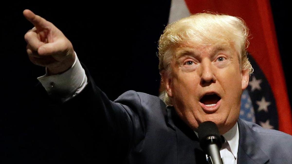 Republican presidential candidate Donald Trump speaks during a campaign rally Friday, March 11, 2016, in St. Louis.