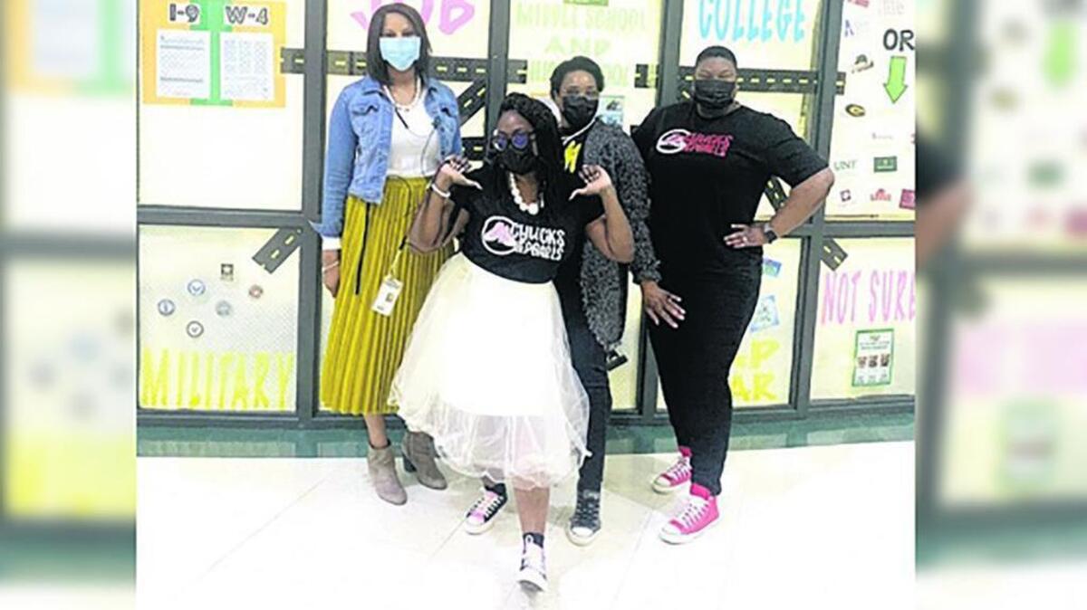 Teachers at Andrew Jackson Middle School wore ‘Chucks and pearls’ in honor of the first female vice president, Kamala Harris, on Jan. 20.