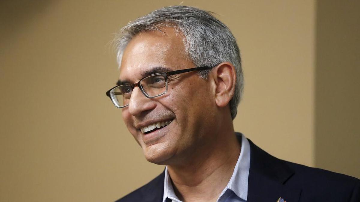 Dr. Shahid Shafi smiles after a meeting of the Tarrant County Republican Party rejected an effort to remove him as vice-chairman on Thursday, January 10, 2019, in Richland.