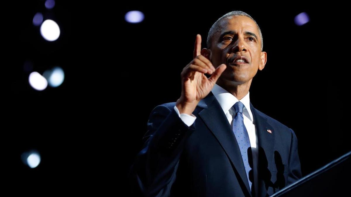 President Barack Obama speaks during his farewell address at McCormick Place in Chicago on Tuesday.