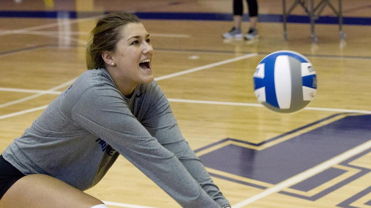 In this 2015 file photo, Sutton Sunstrum practiced with the TCU volleyball team.