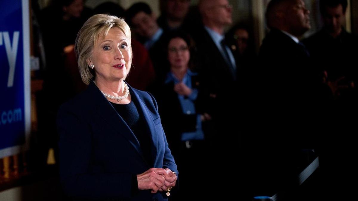 Hillary Clinton meets with supporters on Thursday in Durham, N.H.