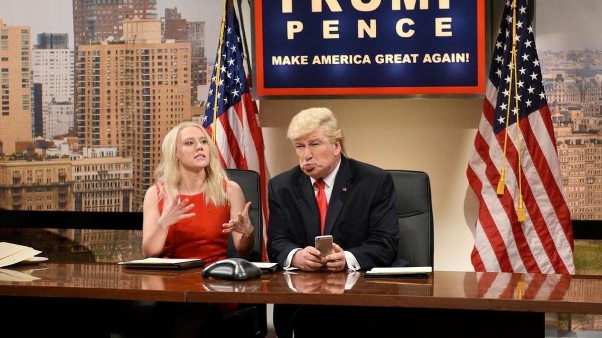 Kate McKinnon as Kellyanne Conway and Alec Baldwin as Donald Trump during the Dec. 3 cold open of Saturday Night Live.