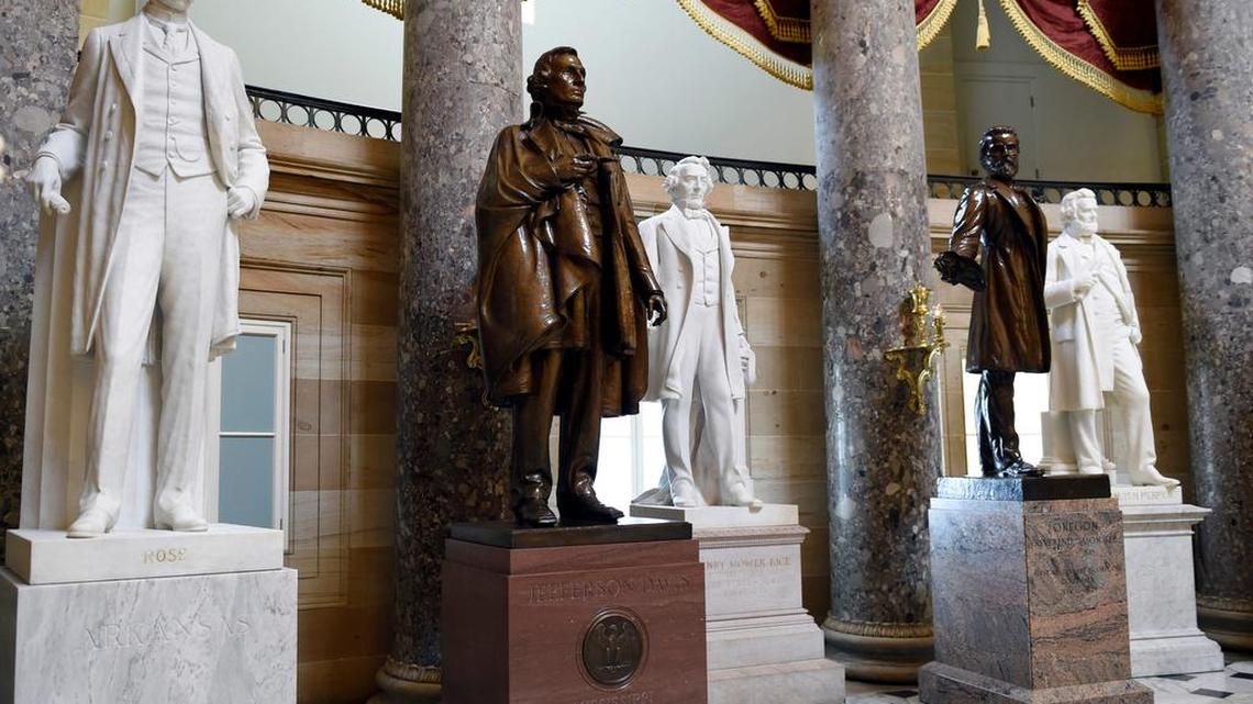 A statue of Jefferson Davis in Statuary Hall in D.C.