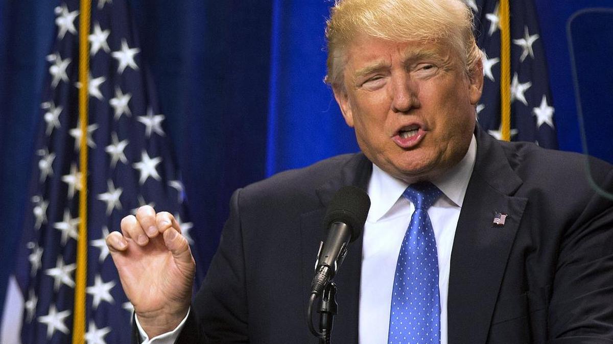 Republican presidential candidate Donald Trump speaks at Saint Anselm College Monday, June 13, 2016, in Manchester, N.H.