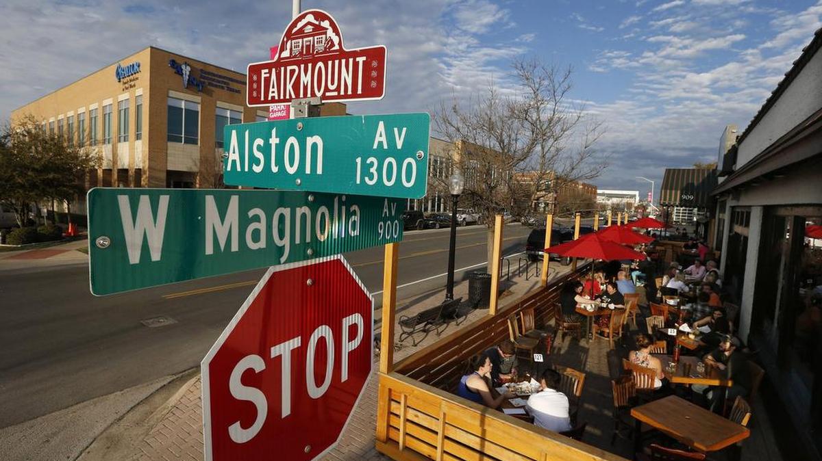 The patio of the Yucatan Taco Stand bustles with customers across from one of the many medical towers constructed along and near West Magnolia Avenue on the south side of Fort Worth, TX Thursday, March 19, 2015.