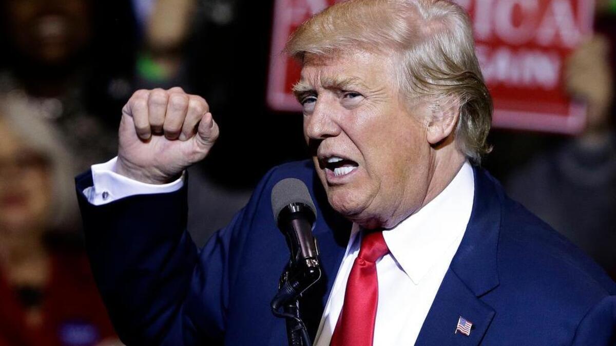 President-elect Donald Trump speaks to supporters Tuesday during a rally in Fayetteville, N.C.