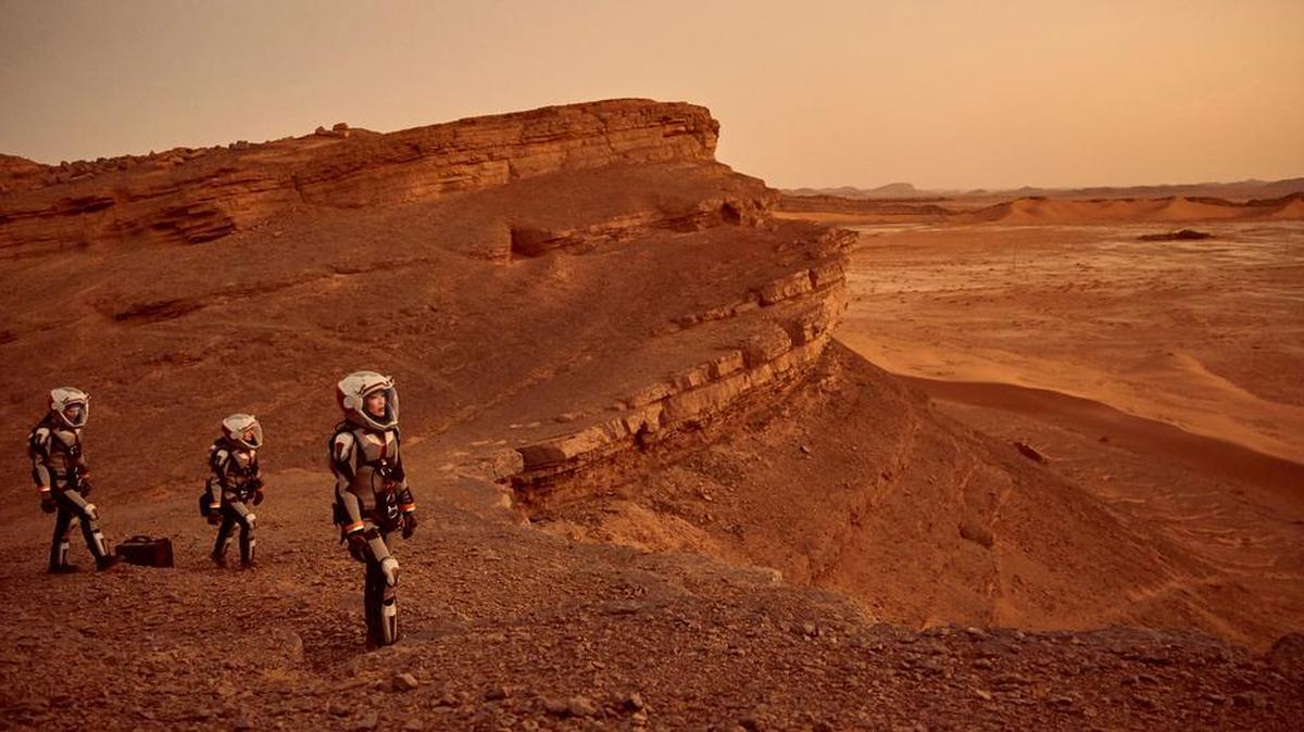 This image released by National Geographic shows a scene from the series, “Mars,” premiering Monday at 8 p.m. Central on the National Geographic channel.