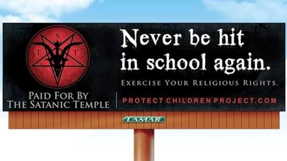 The Massachusetts-based Satanic Temple put up a billboard on Texas 199 in Springtown.