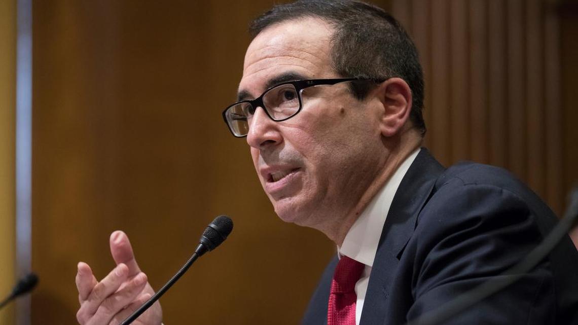 Steven Mnuchin has been sworn in as treasury secretary. He worked for 17 years at Goldman Sachs.