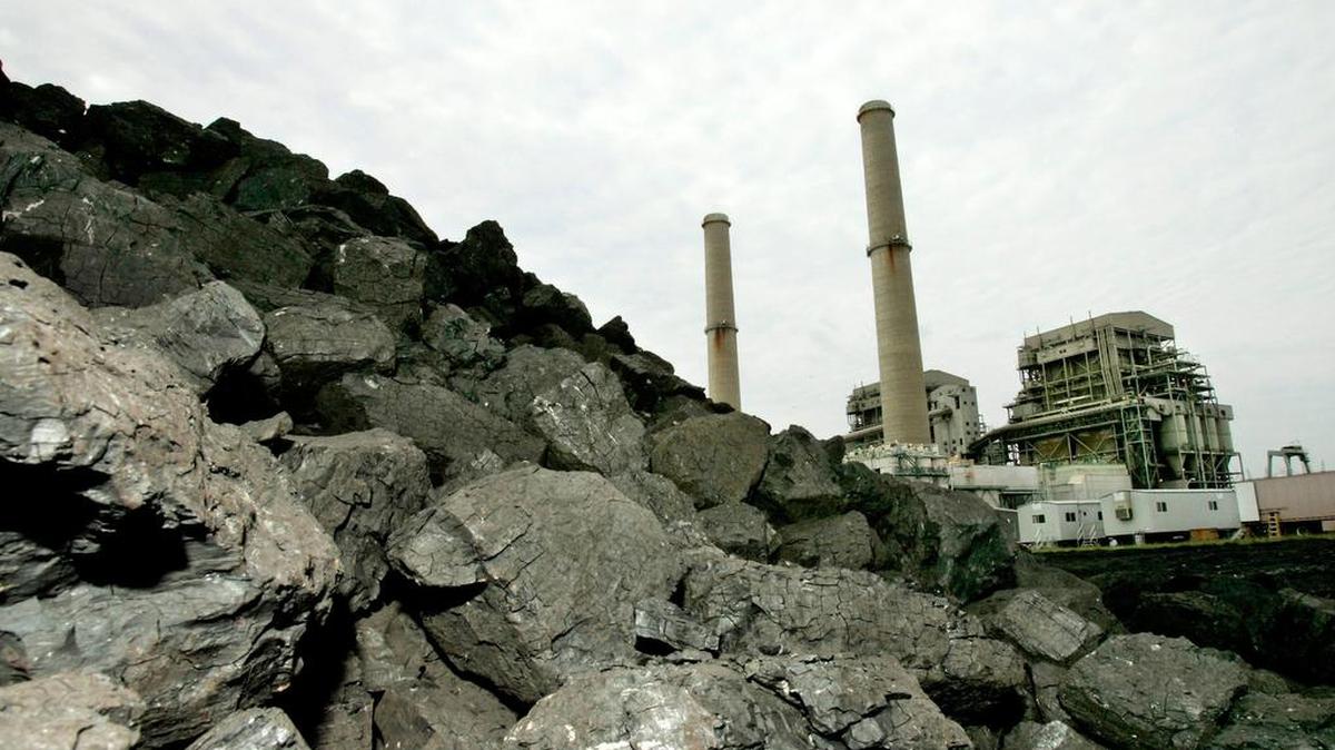 Coal is piled high at the Big Brown power plant near Fairfield, Texas.