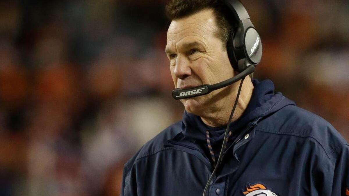 Denver Broncos head coach Gary Kubiak focuses on his team during a Jan. 1 NFL football game against the Oakland Raiders in Denver.