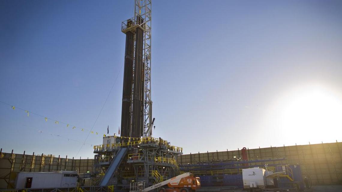 
A rig drills into deep shale rock.
