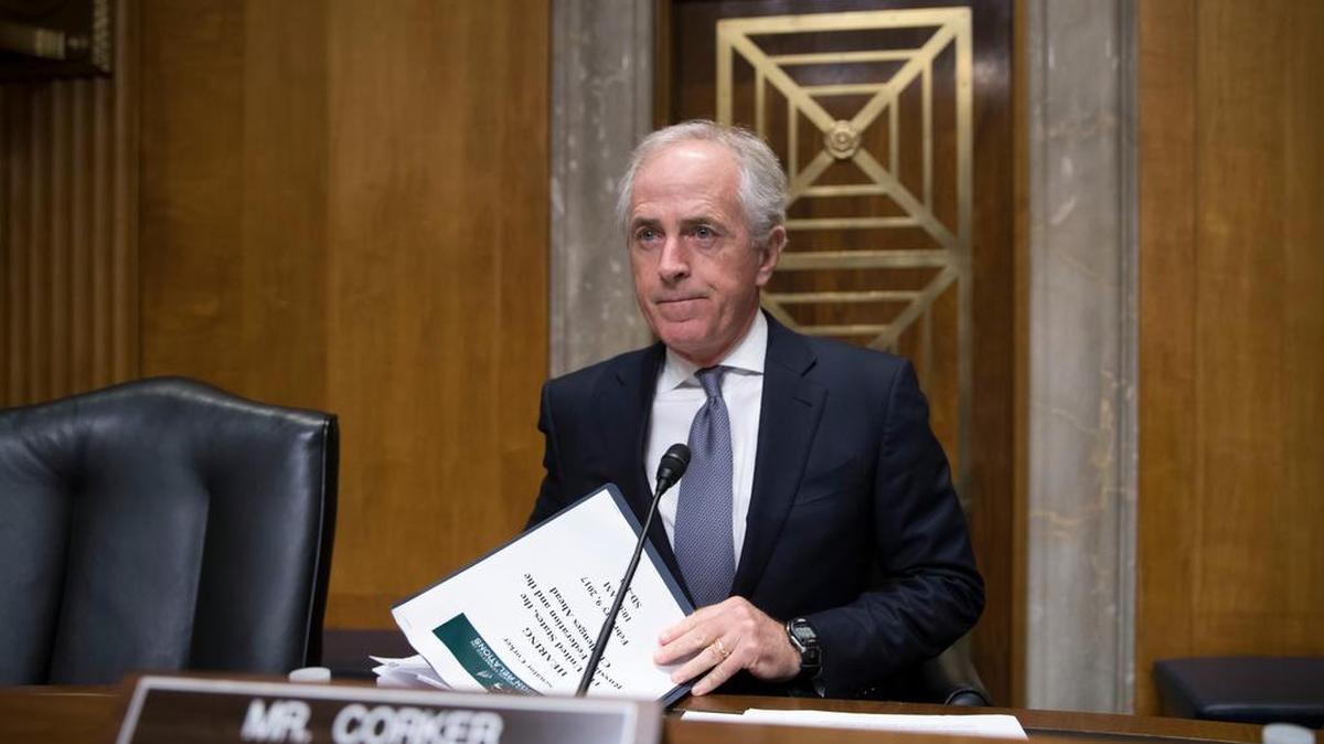 Sen. Bob Corker, R-Tenn., chairman of the Senate Foreign Relations Committee, arrives to lead a hearing about the future of U.S. relations with Russia, on Capitol Hill in Washington. President Donald Trump is lashing out at Sen. Corker as 'Liddle Bob Corker,' continuing a feud with the Tennessee senator who called the White House and 'adult day care center' and warned Trump could put the nation on the path toward World War III. Stepping cautiously, fellow Republicans senators are avoiding taking sides in the dispute but calling on both sides to cool it down.