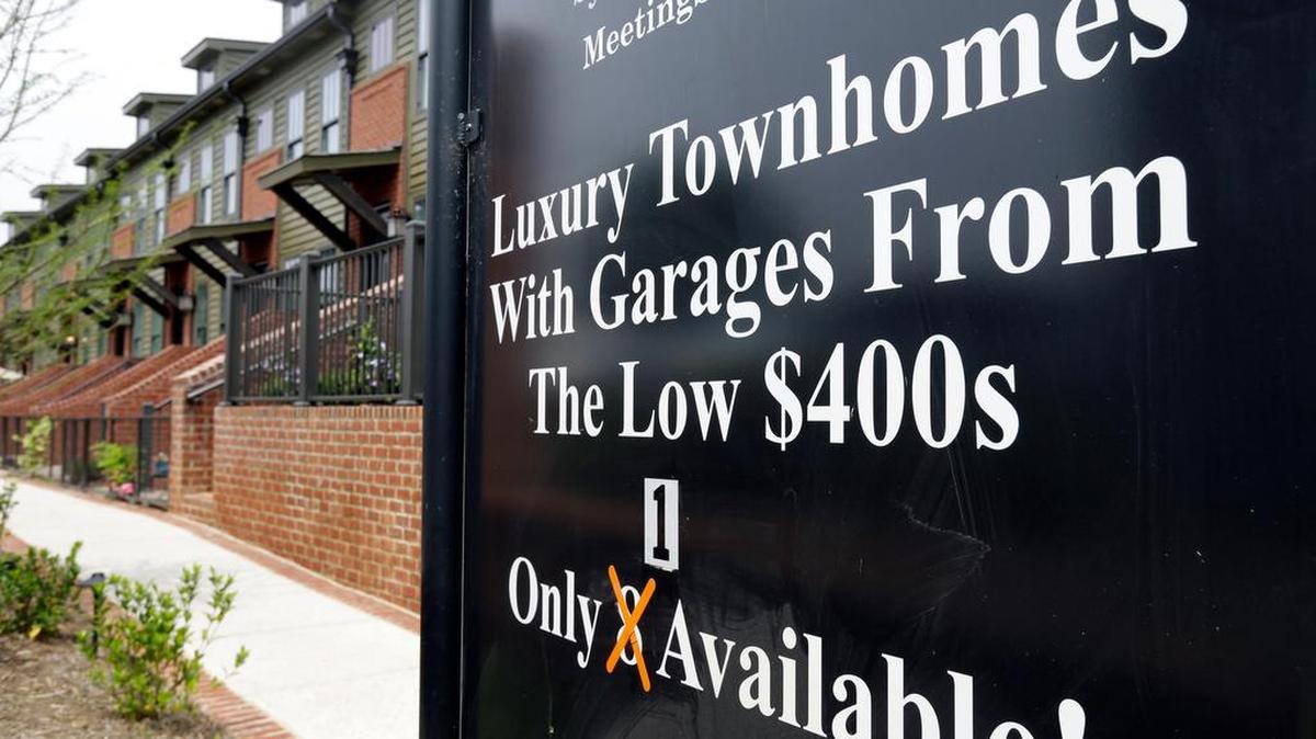 A sign promoting town homes for sale, in Charlotte, N.C. On Thursday, June 22, 2017.