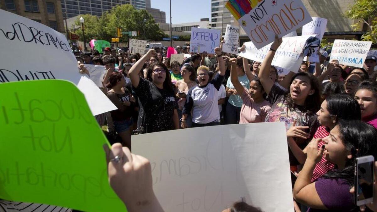 FWISD students gathered in Fort Worth to protest the ending of the DACA program last month.