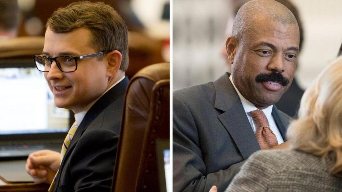 State Rep. Briscoe Cain, R-Deer Park (left), and State Sen. Borris Miles, D-Houston.