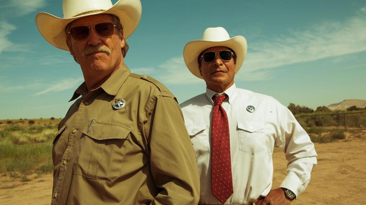 Last year’s Oscar-nominated movie, “Hell or High Water,” starring Jeff Bridges, left, and Gil Birmingham was set in Texas, but not a single scene was shot in the state.