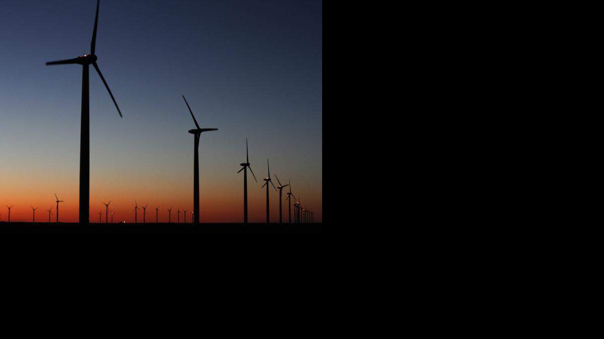 
Wind turbines north of Roscoe, Texas, are part of one of the largest wind farms in North America.
