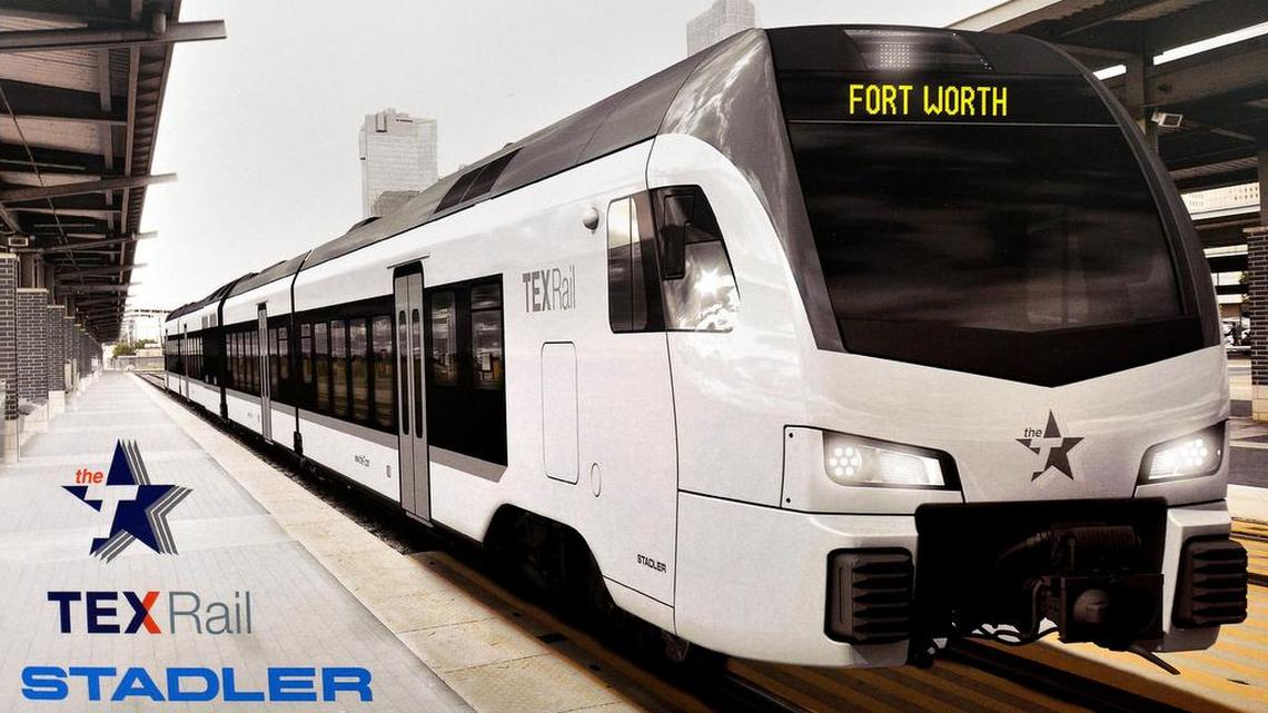 An artist’s rendering of the new TEX Rail cars from Swiss maker Stadler.