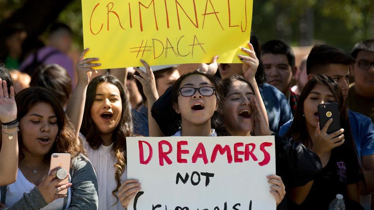 More than 400 FWISD students gathered at the Tarrant County Courthouse in Fort Worth to protest the ending of the DACA program on Wednesday.
