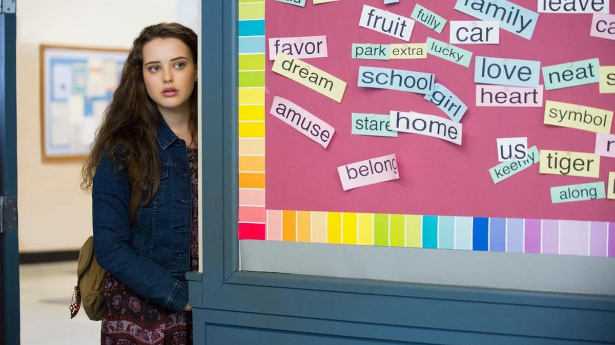 Katherine Langford in a scene from the Netflix series, "13 Reasons Why," about a teenager who dies by suicide.