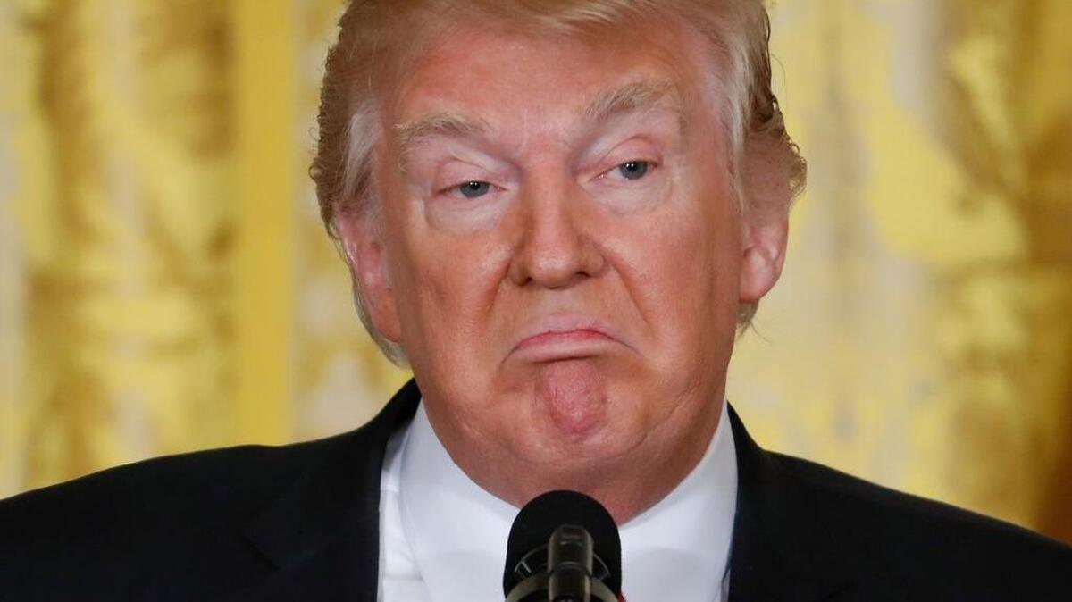 President Donald Trump during a news conference in the East Room of the White House on Thursday