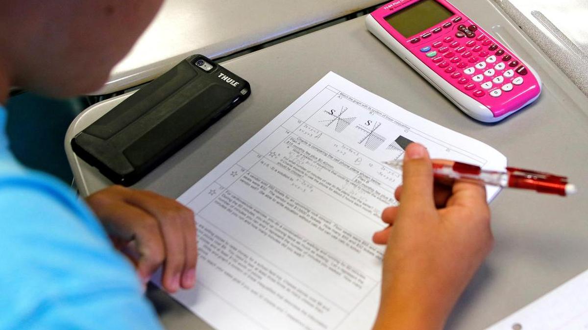 A student works on a problem involving linear inequalities in a junior level Algebra II class.
