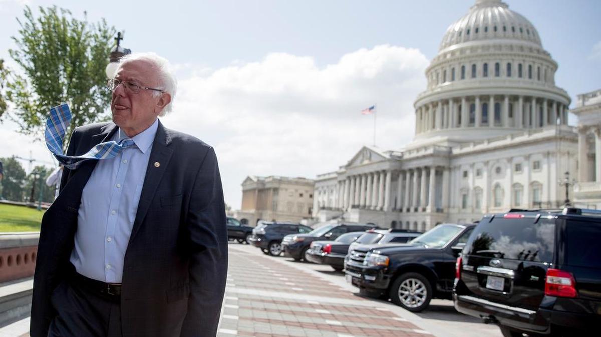 Sen. Bernie Sanders, I-Vt., arrives at a rally of health care advocates, grassroots activists, and others outside the Capitol in Washington, Tuesday, Sept. 19, 2017. Senate Republicans begin another push to repeal the Affordable Care Act with the Graham-Cassidy proposal.