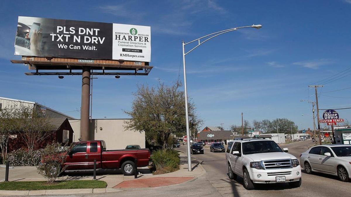 A Robertson Mueller Harper Funeral Directors' billboard in Fort Worth last year.