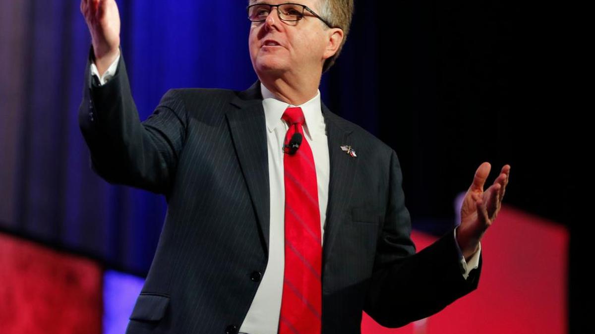 Lt. Gov. Dan Patrick speaks at the Republican Party of Texas State Convention in Dallas on Thursday.