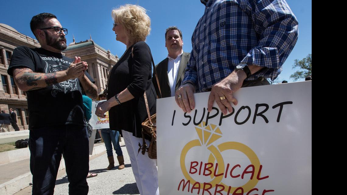 
Supporters and opponents of same-sex marriage rallied in March at the Texas Capitol in Austin. 

