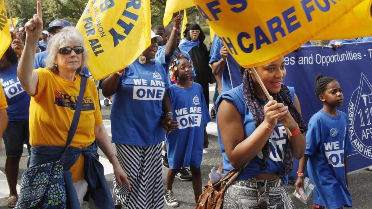 
Healthcare workers march in Philadelphia’s 2014 Labor Day Parade.
