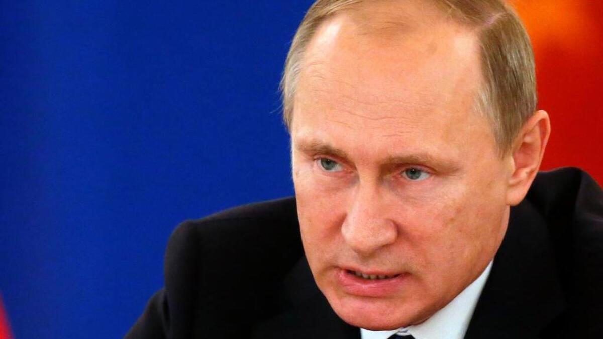 
Russian President Vladimir Putin speaks at a presidential council meeting on Thursday in Moscow. 
