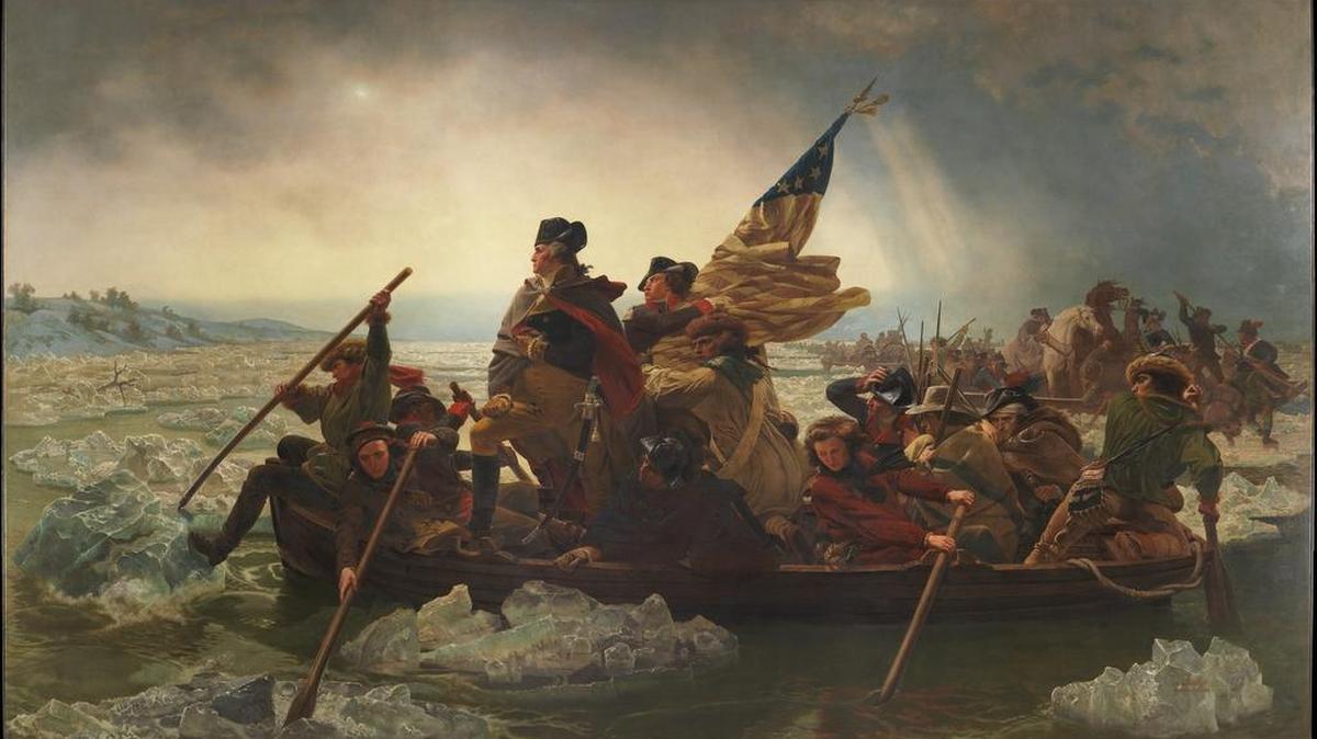 Washington crossing the Delaware River on Christmas Eve, 1851. Painting (oil on canvas).
